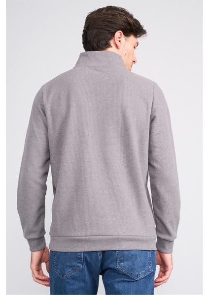 Çetinkaya Mentality 4412 Erkek Fermuarlı Dik Yaka Selanik Sweatshirt Açık Gri fırsatları
