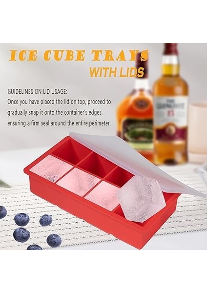 Kapaklı Silikon Buz Kalıbı - Bpa Içermeyen, Viski ve Kokteyller Için Büyük Buz Kalıpları, 2 Inç Büyük Buz Küpleri Yapmak Için Kolayca Çıkarılabilen Silikon Buz Kalıbı, Kırmızı fiyatları