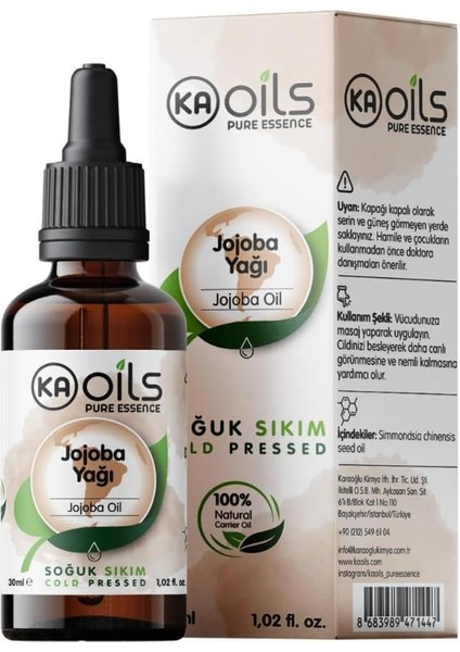 Kaoils Jojoba Yağı 30 ml - Doğal ve Saf Soğuk Sıkım | Simmondsia Chinensis Oil | Kokusuz Form - Aromaterapi Masaj Yağı, Cilt ve Saç Bakımı Için Ideal fiyatları