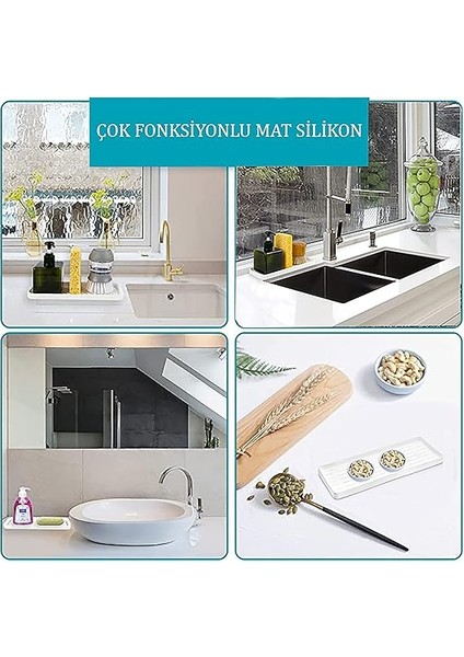 Home Silikon Sabunluk Yağdanlık Altlığı Organizer, Çok Amaçlı Sunumluk,sıvı Sabun Standı 26X10 cm modelleri