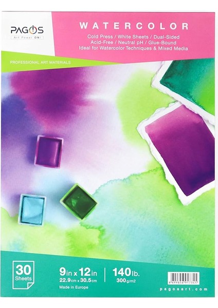 Suluboya Defteri 300 gr 30 Yaprak Orta Doku Cold Pressed 22,9 cm x 30,5 cm