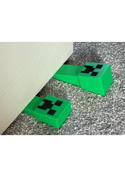 Minecraft Creeper Temalı 3D Baskı Kapı Stoperi 2'li – Dekoratif Kapı Tutucu | Çocuk Odası ve Ofis Için Dayanıklı Pla Malzeme