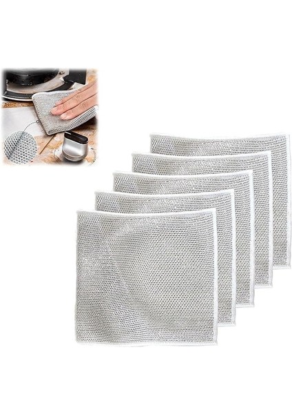 Gümüş Tel Bez Temizleme Bezi Yağsız Bez Izgaralar Soba Bulaşık Yıkama Cleanin Ev Pot X6D5 ve Yıkama Bezi