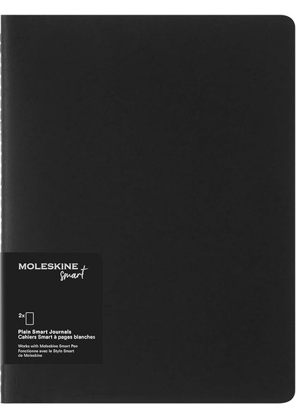 Smart Cahier Dergileri Beyaz Sayfalı 2'li Dijital Kayık Seti, Kalem+ ile Uyumlu, Karton Kapak, Ekstra Geniş Format 19 x 25 Cm, Siyah, 120 Sayfa