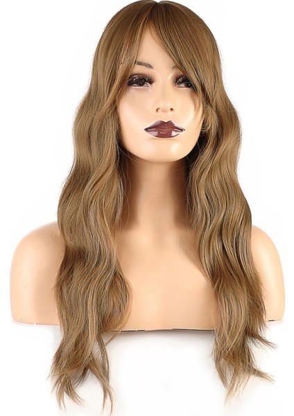 Dalgalı Perçemli Fiber Sentetik Orta Boy Peruk - Bebek Kumralı fiyatları