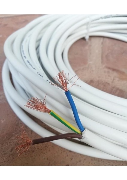 Birikim 3x1.5 Tam Bakır Ttr Kablo 10 Metre Beyaz