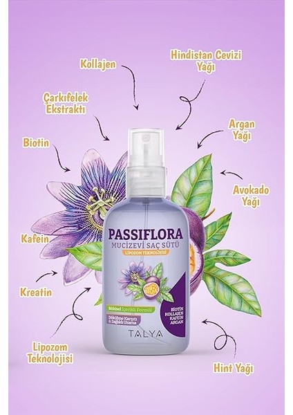 Passiflora Mucizevi Saç Sütü 200 ml - Dökülme Karşıtı - Sağlıklı Saç Uzatma Etkili - Durulanmayan Saç Bakım Sütü - Kolay Tarama, Dolgunluk, Yumuşaklık - Bakımlı Saçlar - Tüm Saç Tiplerine Uygun modelleri