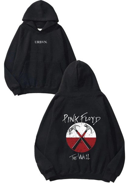 Pink Floyd The Wall Tasarım Baskılı Oversize Siyah Kapüşonlu Sweatshirt