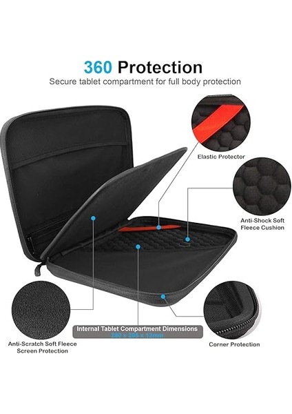 Portföy Tablet Kol Düzenleyici, Fermuarlı Sert Kabuk Koruyucu Taşıma Kılıfı Çanta Tutucu Kılıf iPad Pro 11, iPad 10.2 Inç 10.9, Air/pro 9.7 10.5 10.9, Samsung/huawei Tab 9.7 10.1 10.4 10.5'e modelleri