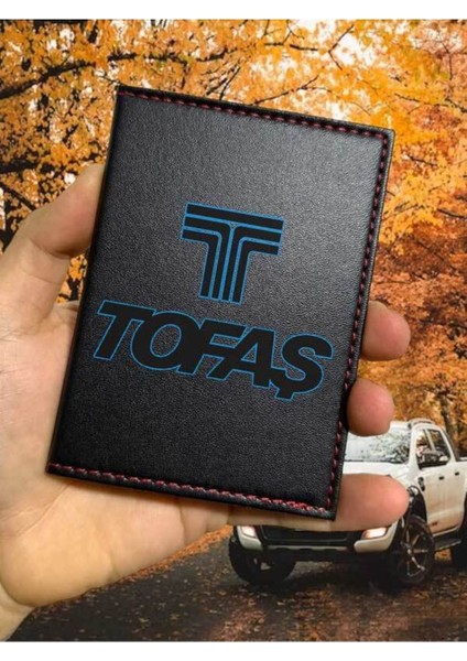 Tofaş Desenli Ruhsat Kabı Logolu Oto Ruhsat Kılıfı Vinleks Deri Dikişli Araç Ruhsat Koruyucu