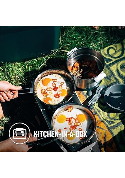 Adventure Paslanmaz Çelik Kamp Pişirme Seti, 21 Parça Gümüş indirimleri