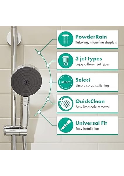 Pulsify Select S Duş Başlığı, 3 Püskürtme Türüne Sahip El Duşu (Rahatlama Versiyonu), Yuvarlak Duş Başlığı (Çap 105 Mm), Kireç Önleyici Fonksiyonlu Duş Başlığı, Krom, 24110000 fiyatları