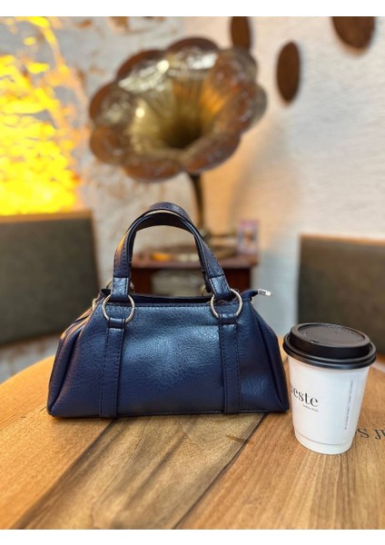 Çapraz Omuz Askılı Soft Suni Deri Halka Detaylı Kadın El ve Omuz Çantası