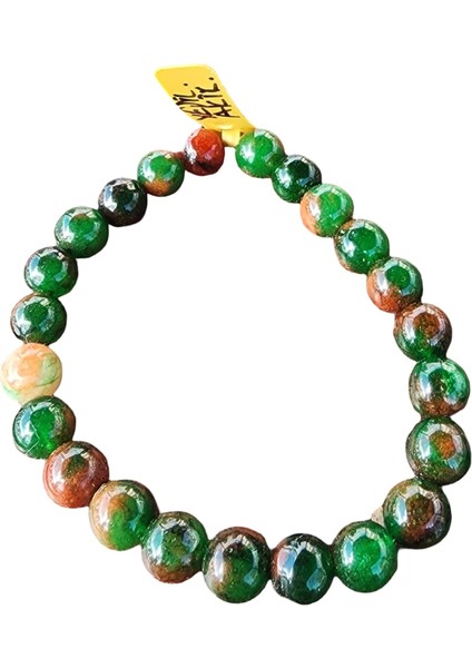 Yeşil Tonlarda Renkli Elastik Misina Üzerine Yeşil Akik Doğal Taş Bileklik fiyatları