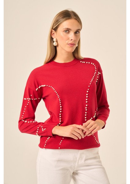 Inci Detaylı Kazak Kırmızı 25103 modelleri