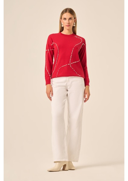 Inci Detaylı Kazak Kırmızı 25103 fırsatları