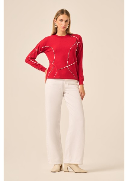 Inci Detaylı Kazak Kırmızı 25103 indirimleri