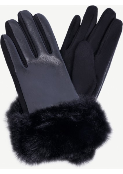 Bileği Kürklü Pu Eldiven