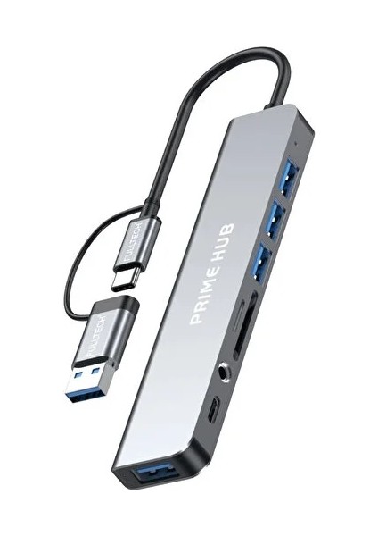 FH27 Usb-C + A 8-In-2 Çoklayıcı | 5gbps Hız | Sd Kart Okuyucu | 3.5mm Jack | Alüminyum Gövd