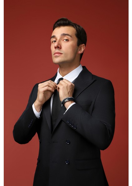 Slim Fit Dar Kesim Pamuklu Lyocell Kruvaze Takım Elbise fırsatları