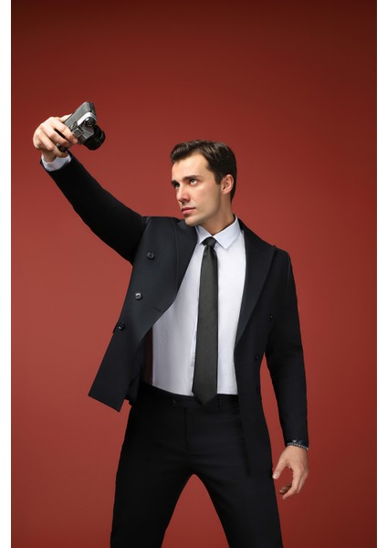 Slim Fit Dar Kesim Pamuklu Lyocell Kruvaze Takım Elbise indirimleri