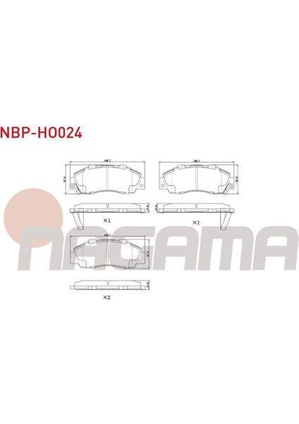 NAGAMA-NBP-HO024 - Fren Balata On Ikazlı Honda Accord Iv-V-Vı 1.6i 2.0i 16V 1990-1993-1997 / Accord Vı 1.6i 2.0i Ls 199