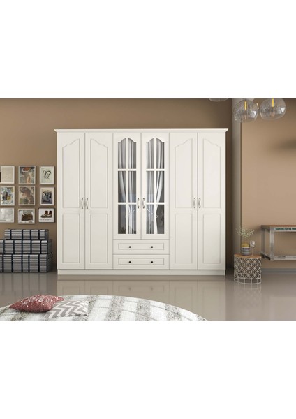 Venita Camlı 6 Kapaklı 2 Çekmeceli Gardırop fiyatları