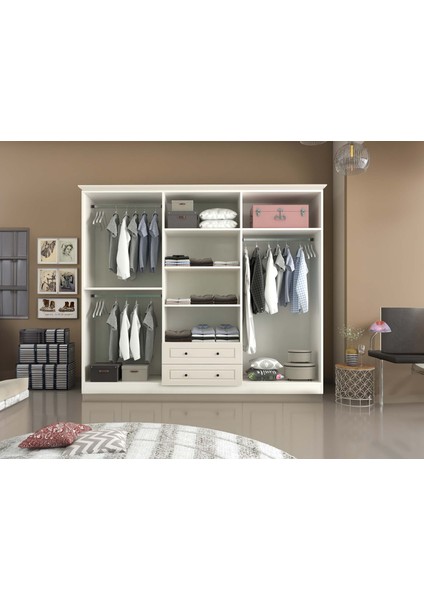 Venita Camlı 6 Kapaklı 2 Çekmeceli Gardırop fırsatları