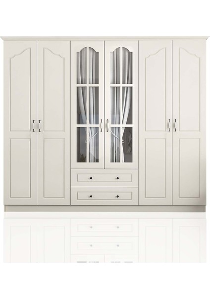 Venita Camlı 6 Kapaklı 2 Çekmeceli Gardırop indirimleri