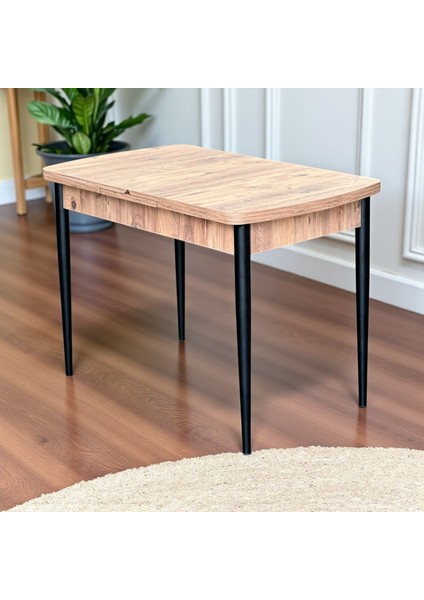Terra Kelebek Yemek Masası – Ceviz Desen, Siyah Metal Ayak, Açılır 70X110→140 Cm, 4–6 Kişilik modelleri