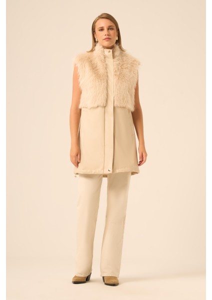 Bayan Pelüs Detay Deri Yelek Beige 31243 indirimleri