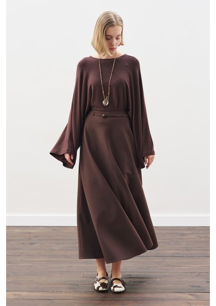 Kemer Detaylı Kloş Etek Acı Kahve fiyatları