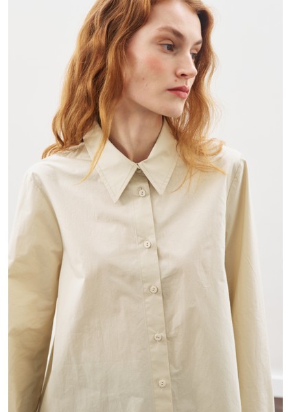 Geniş Manşetli Klasik Gömlek Bej fırsatları