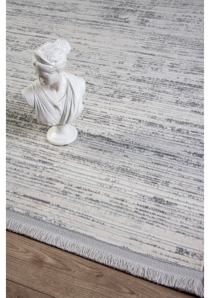 Gri Beyaz Polyester Halı Antibakteriyel Tozumaz Saçaklı Salon Oturma Çocuk Odası Yolluk Makine indirimleri