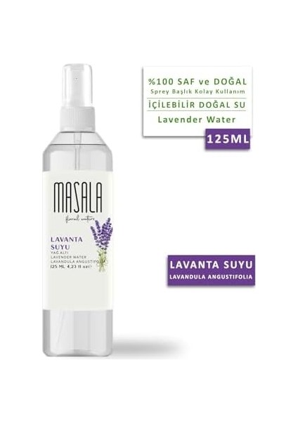 Masala Saf Lavanta Suyu 125 ML%100 Doğal Yağlı Hidrosol - Tonik Lavender Floral Water Hydrosol Tonic fiyatları