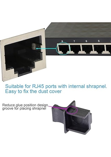 Ağ Soketi Lan Bağlantı Noktası Toz Kapağı, Snhwarz Ethernet Bağlantı Noktası RJ45 Rj-45 Toz Önleyici Fiş Kapağı 50P Parça fırsatları