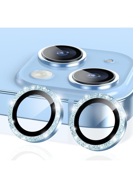 Happy 15 / 15 Plus Taşlı Lens Koruyucu Premium Kalite ve Görünüm Light Blue