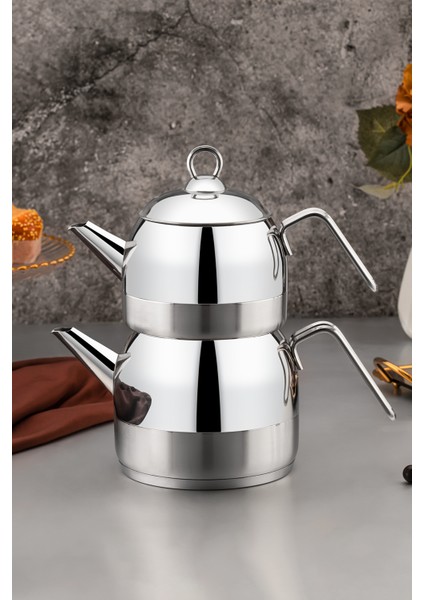 Optimal Çaydanlık 18/10 Paslanmaz Çelik Orta Boy Silver Saplı