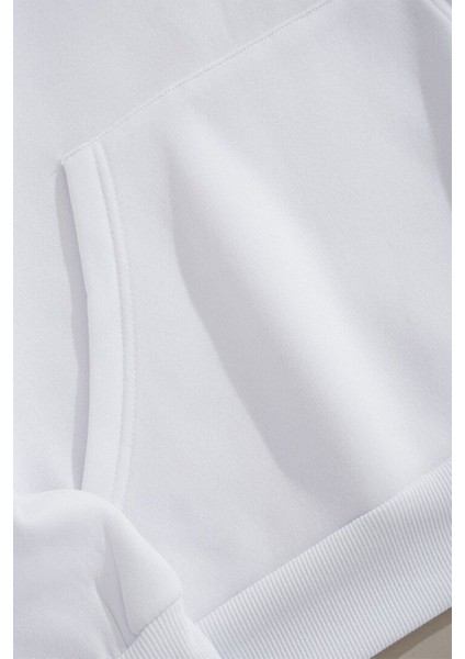 Kaplan Pençesi 1 Tasarım Baskılı Oversize Beyaz Kapüşonlu Sweatshirt fırsatları