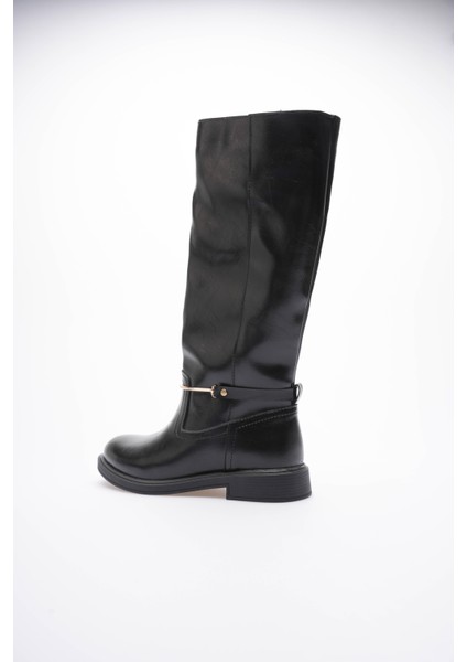 Kadın Deri Çekme Çizme Gold Tokalı Siyah Rionna fırsatları