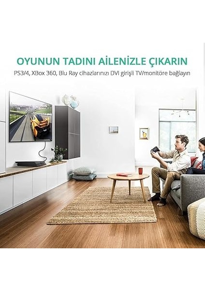 HDMI DVI 1080P Çift Yönlü Görüntü Aktarma Kablosu, 1.5 Metre fiyatları