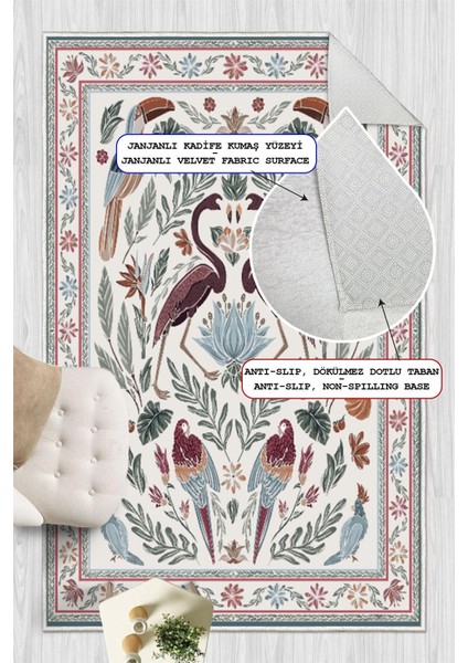 Dijital Baskılı Renkli Flamingo Desenli Kaymaz Taban Yıkanabilir Halı modelleri