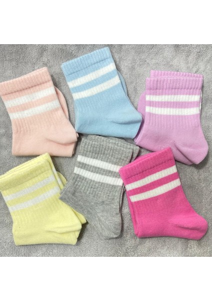 4’lü Karışık Renkli Çizgili Kolej Tenis Çorabı modelleri