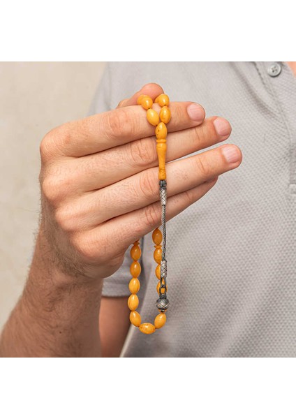 Gümüş Kazaz Püsküllü Sıkma Kehribar Tesbih fırsatları