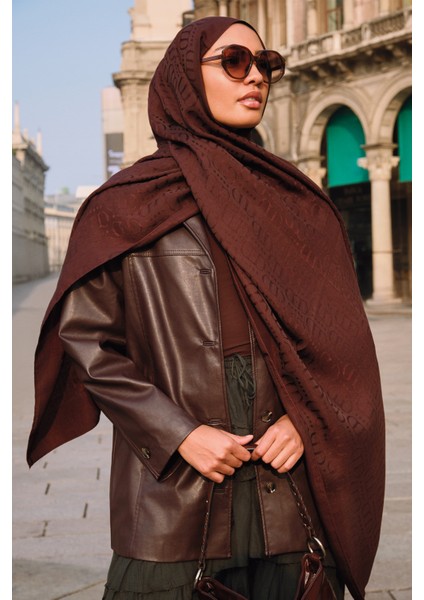 Luxe Desen Liora Pamuk Şal Bordo