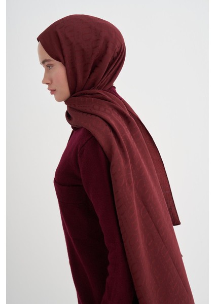 Luxe Desen Liora Pamuk Şal Bordo modelleri