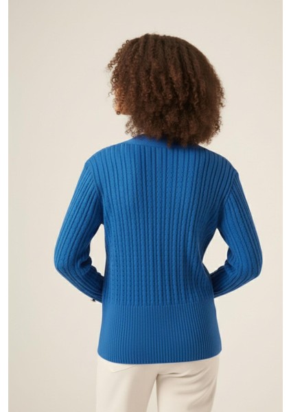 Kadın Saç Örgülü Hırka Mavi 25238 fiyatları