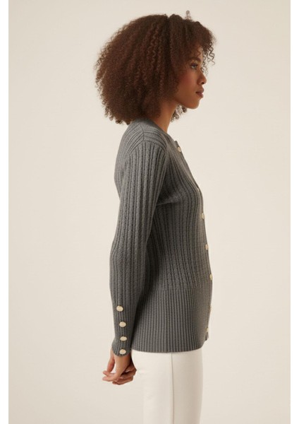 Kadın Saç Örgülü Hırka Antrasit 25168 modelleri