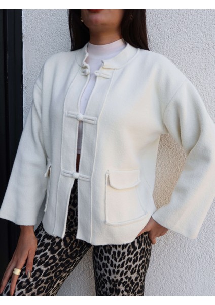 Dik Yaka Cepli Triko Hırka fiyatları