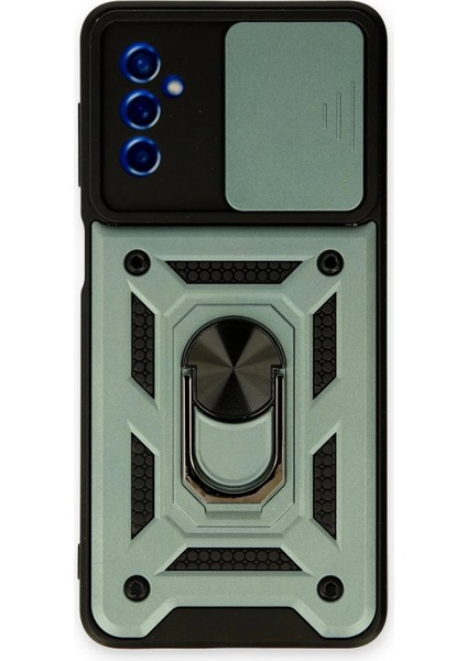 Samsung Galaxy M52 5g Kılıf Pars Lens Yüzüklü Silikon - Yeşil (K95)